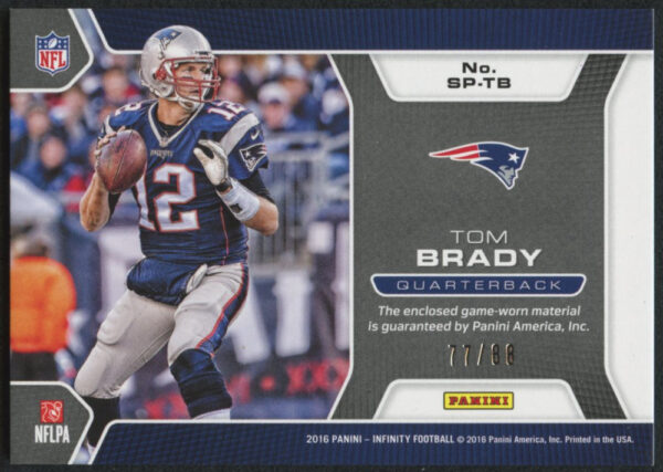 Verified Insignia Authentic Tom Brady 2016 Panini Infinity Seasoned Pros Swatches #37 Trading Card