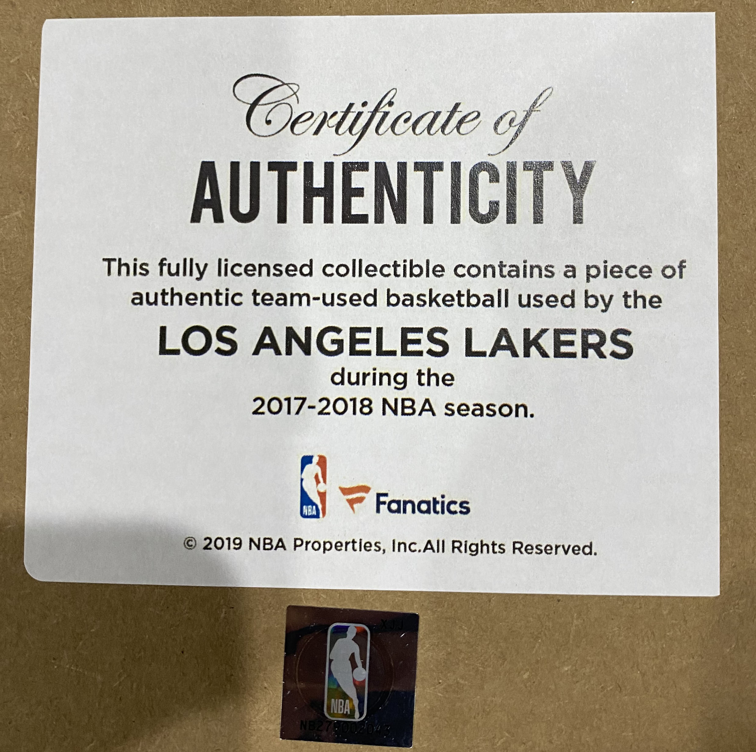 Game Used Los Angeles Lakers , Game Used Lakers Collectibles