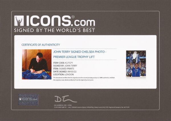 Verified Insignia Authentic Autographed John Terry Photo
